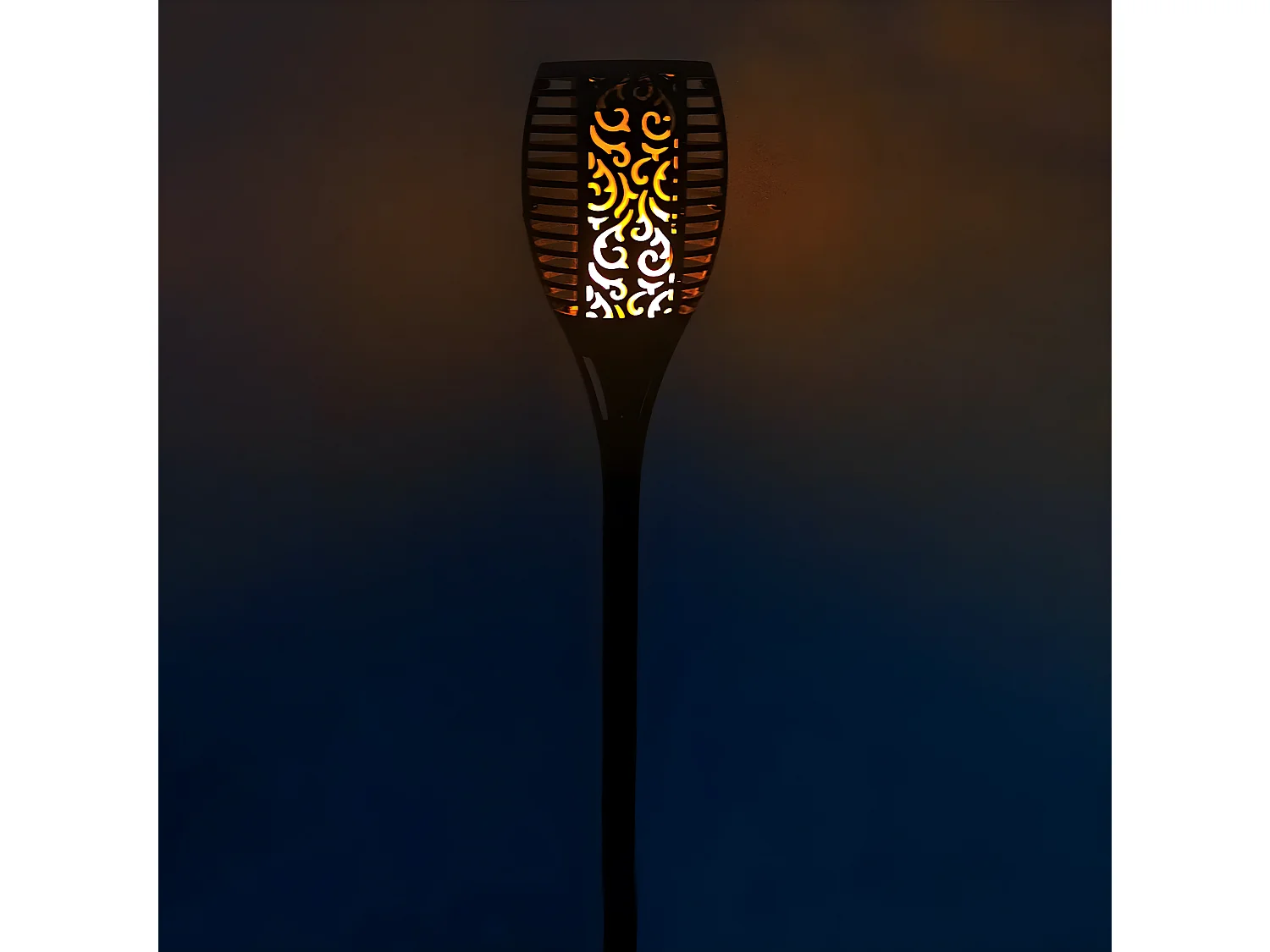 Torcia solare a LED con fiamme per esterni nera 3000K 7hSevenOn Outdoor