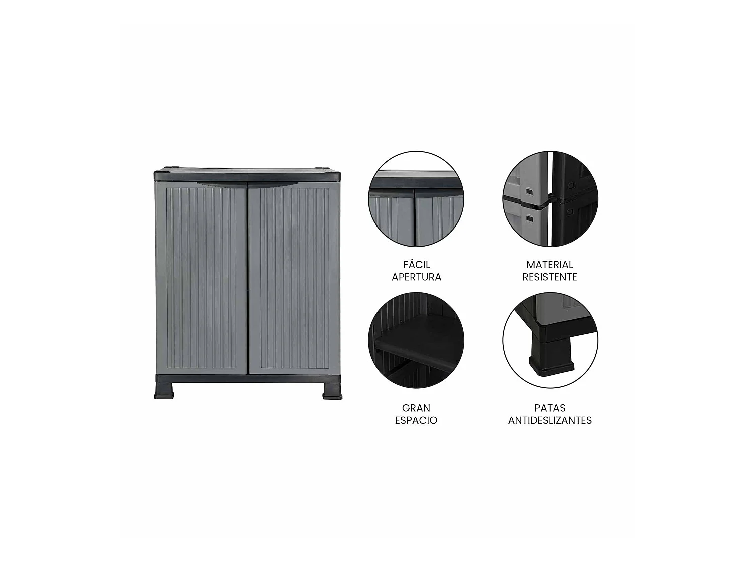 Armoire basse en résine pour extérieur avec 1 étagère 92x68x39cm O91