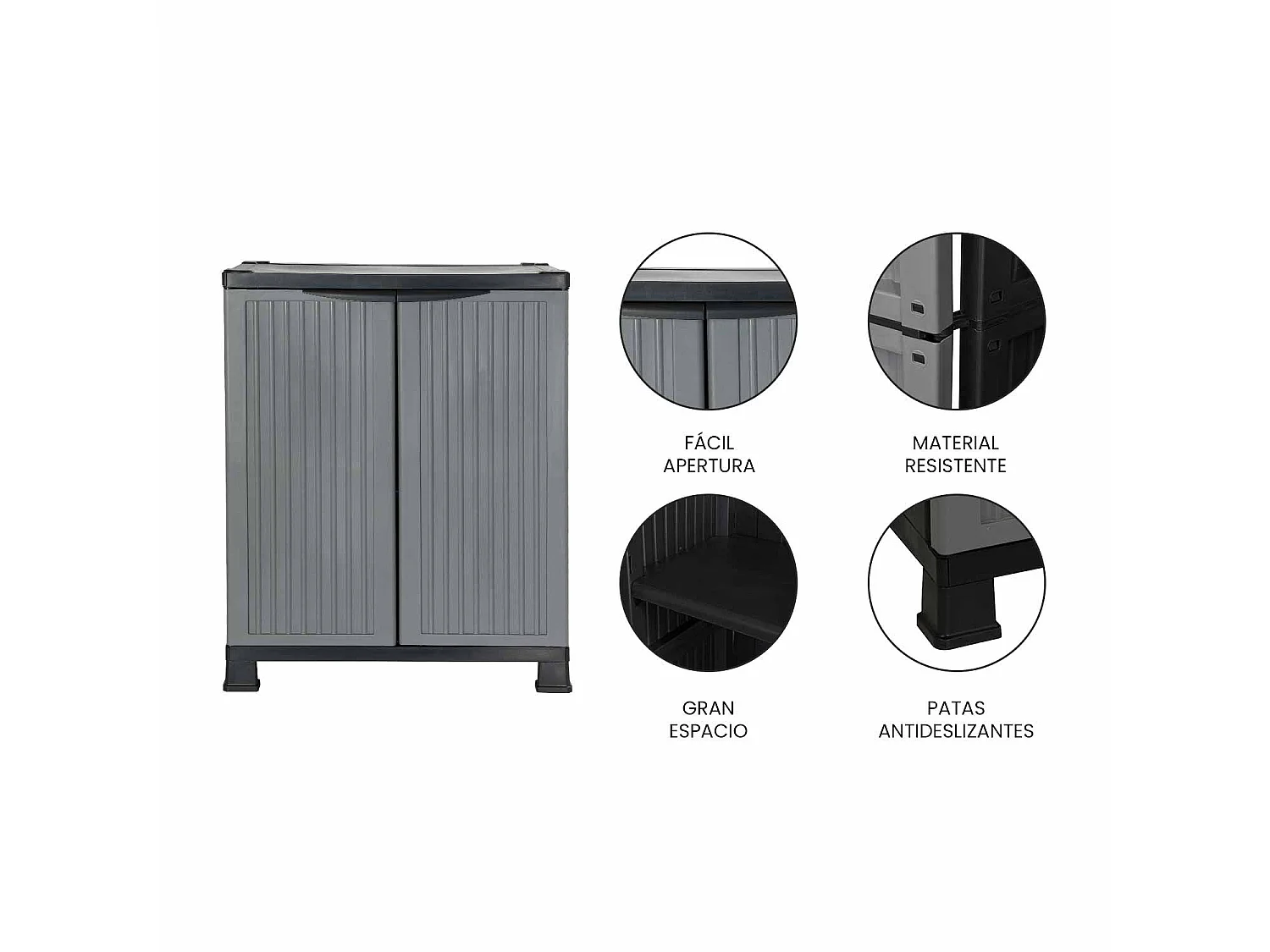 Armoire basse en résine pour extérieur avec 1 étagère 92x68x39cm O91