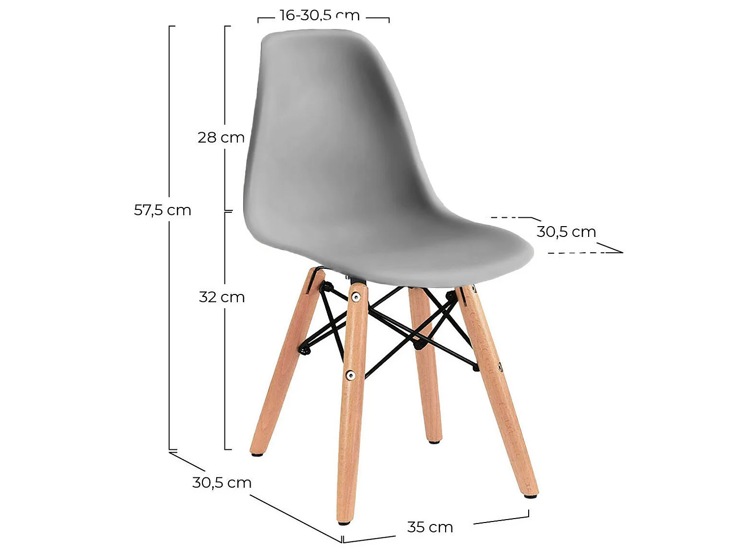 Pack 2 Chaises de chambre d'enfant 35x30.5x57.5cm Thinia Home