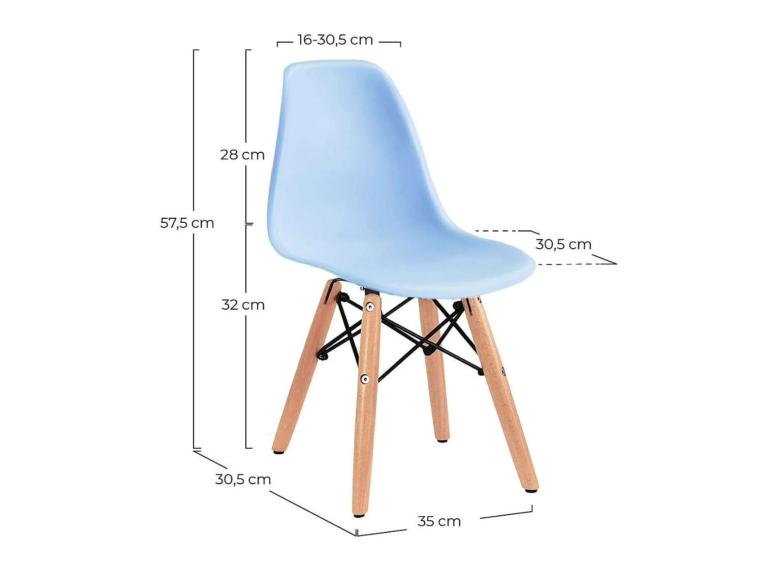 Confezione 2 sedie da camera per bambini 35x30.5x57.5cm Thinia Home