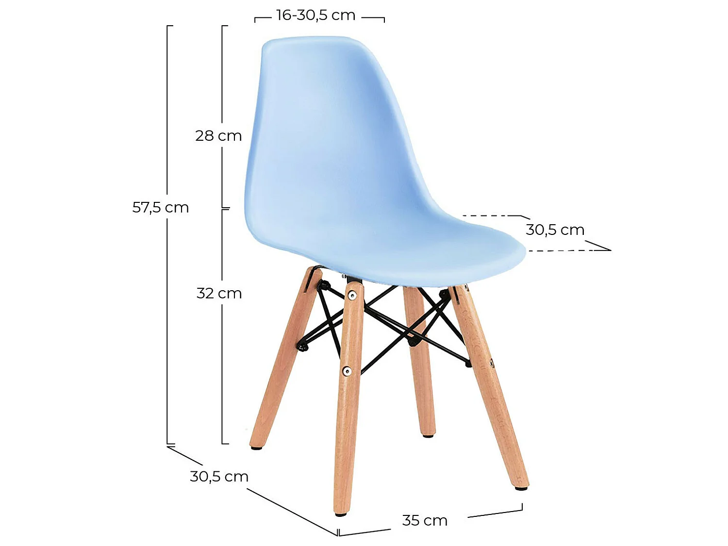 Pack 2 Chaises de chambre d'enfant 35x30.5x57.5cm Thinia Home