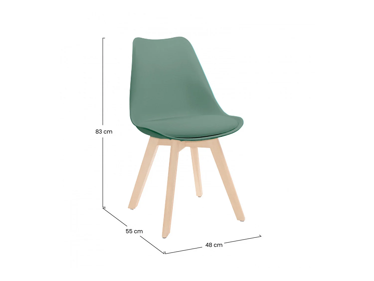 Pack 2 Chaises à manger Daria Style nordique 83x55x48cm Thinia Home
