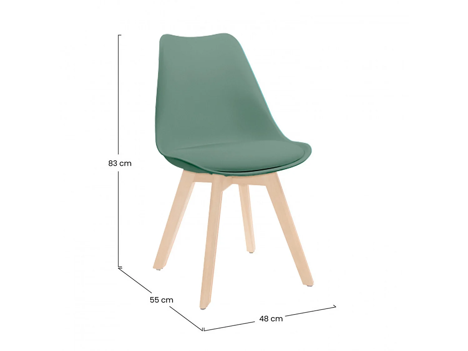 Pack 2 Chaises à manger Daria Style nordique 83x55x48cm Thinia Home
