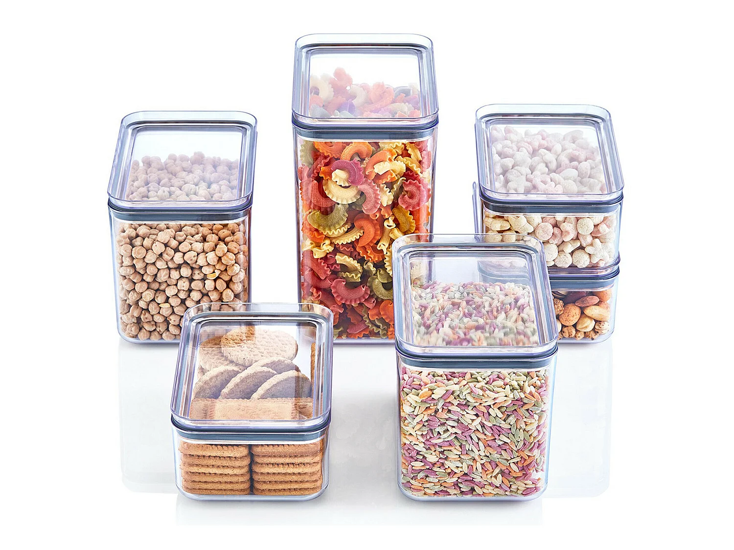 Pack 6 Recipientes Herméticos para Alimentos Grandes Rectangulares 10.5x16.5x19cm 7house