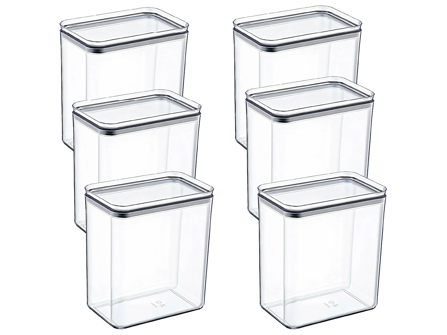 Lot de 6 grands récipients rectangulaires hermétiques pour la conservation des aliments 10.5x16.5x16.5x19cm 7house
