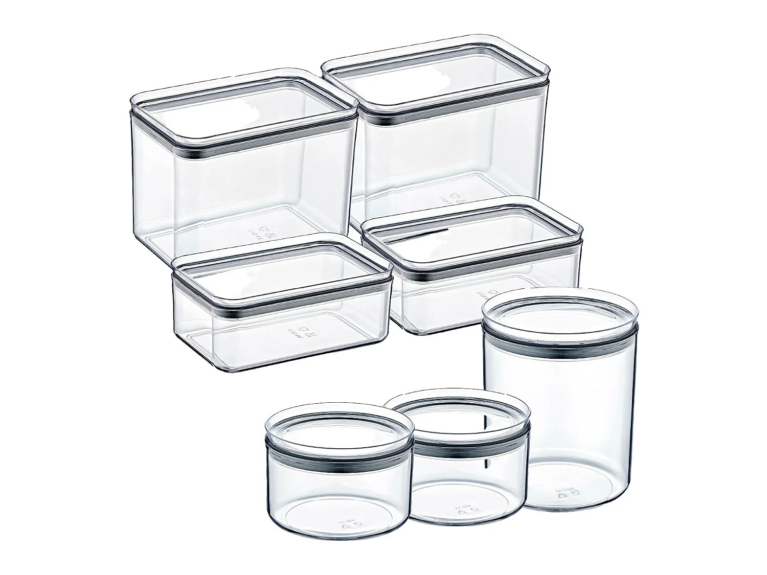 Set 7 Recipientes Herméticos para Alimentos Pequeños y Medianos, de formas Rectangulares y Redondas 7house