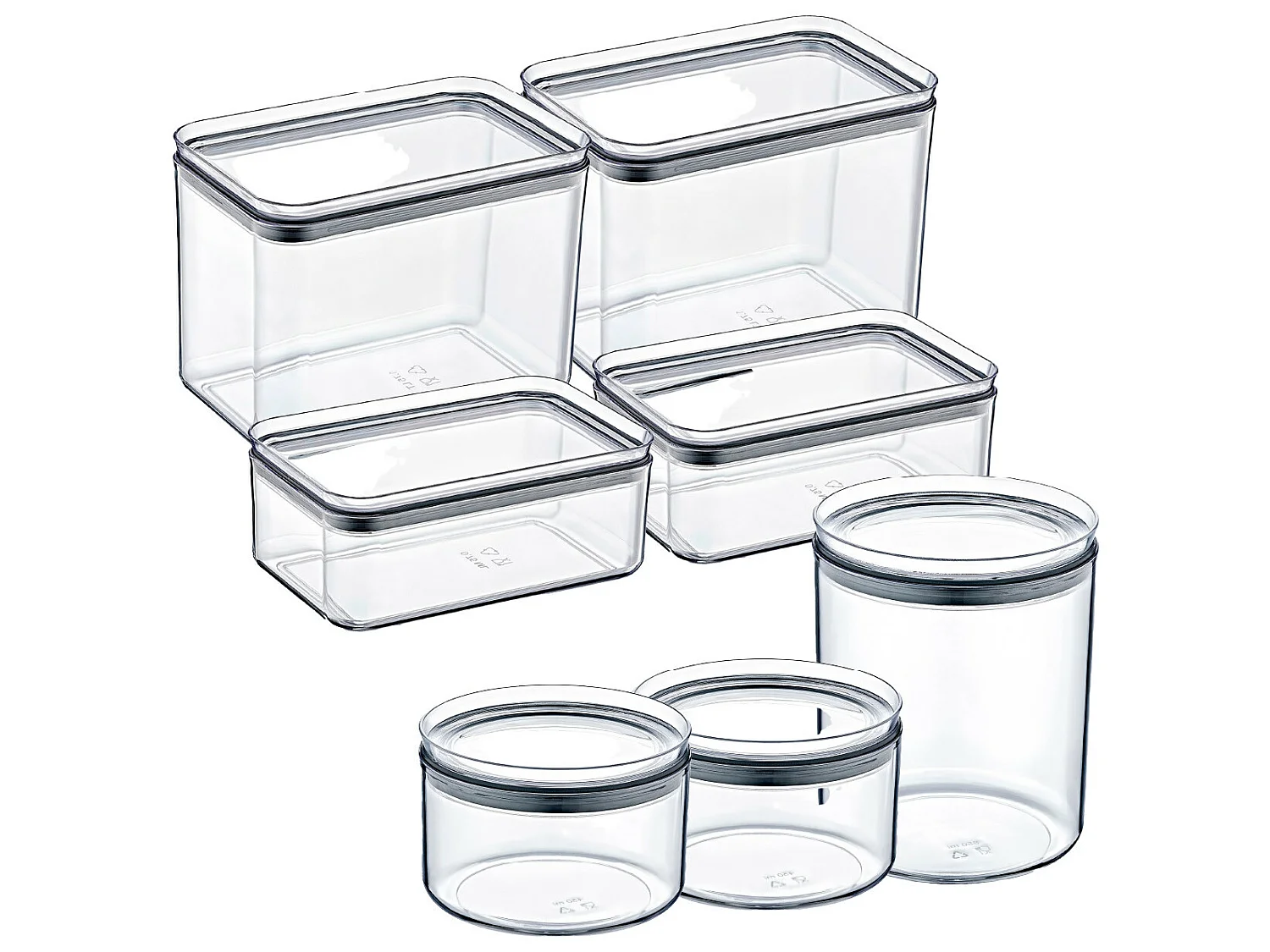 Set 7 Recipientes Herméticos para Alimentos Pequeños y Medianos, de formas Rectangulares y Redondas 7house