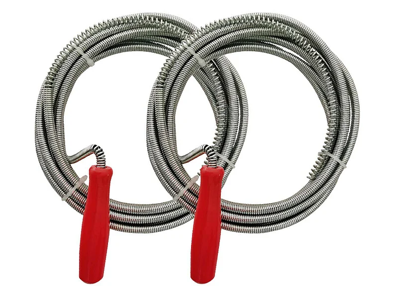 Pack 2 déboucheurs de tuyaux en spirale 3m Gris/Rouge 7house