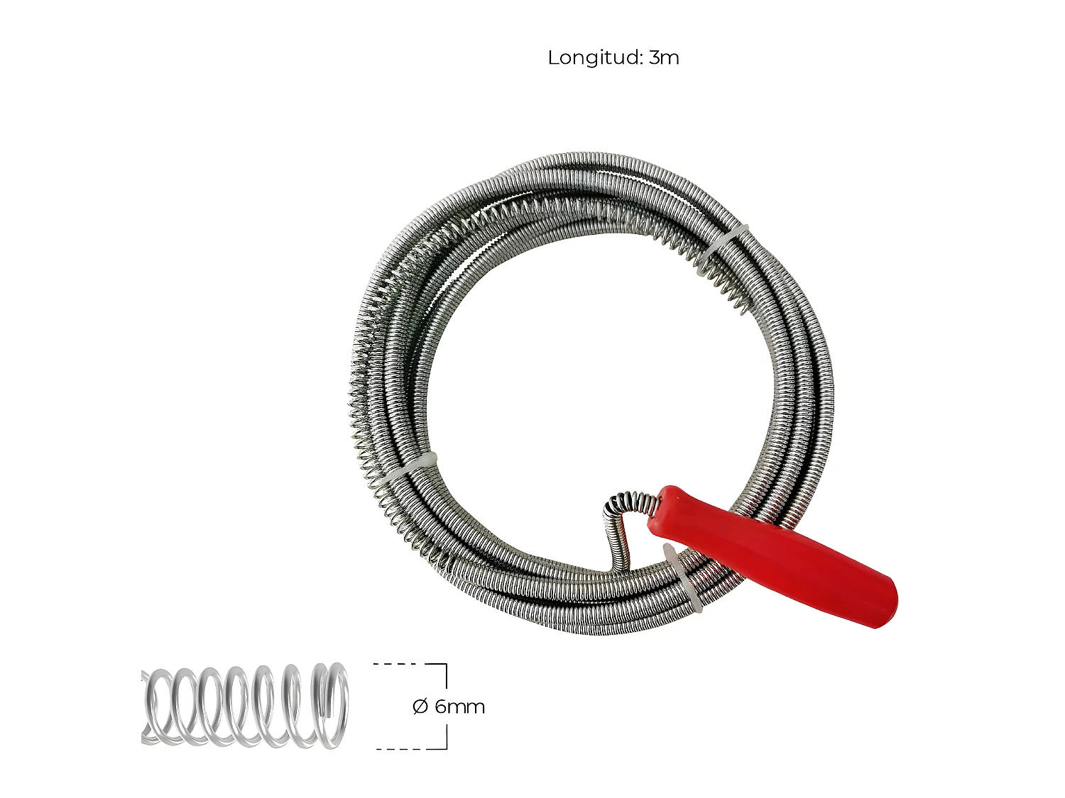 Sbloccatore di tubi a spirale 3m Grigio/Rosso 7house