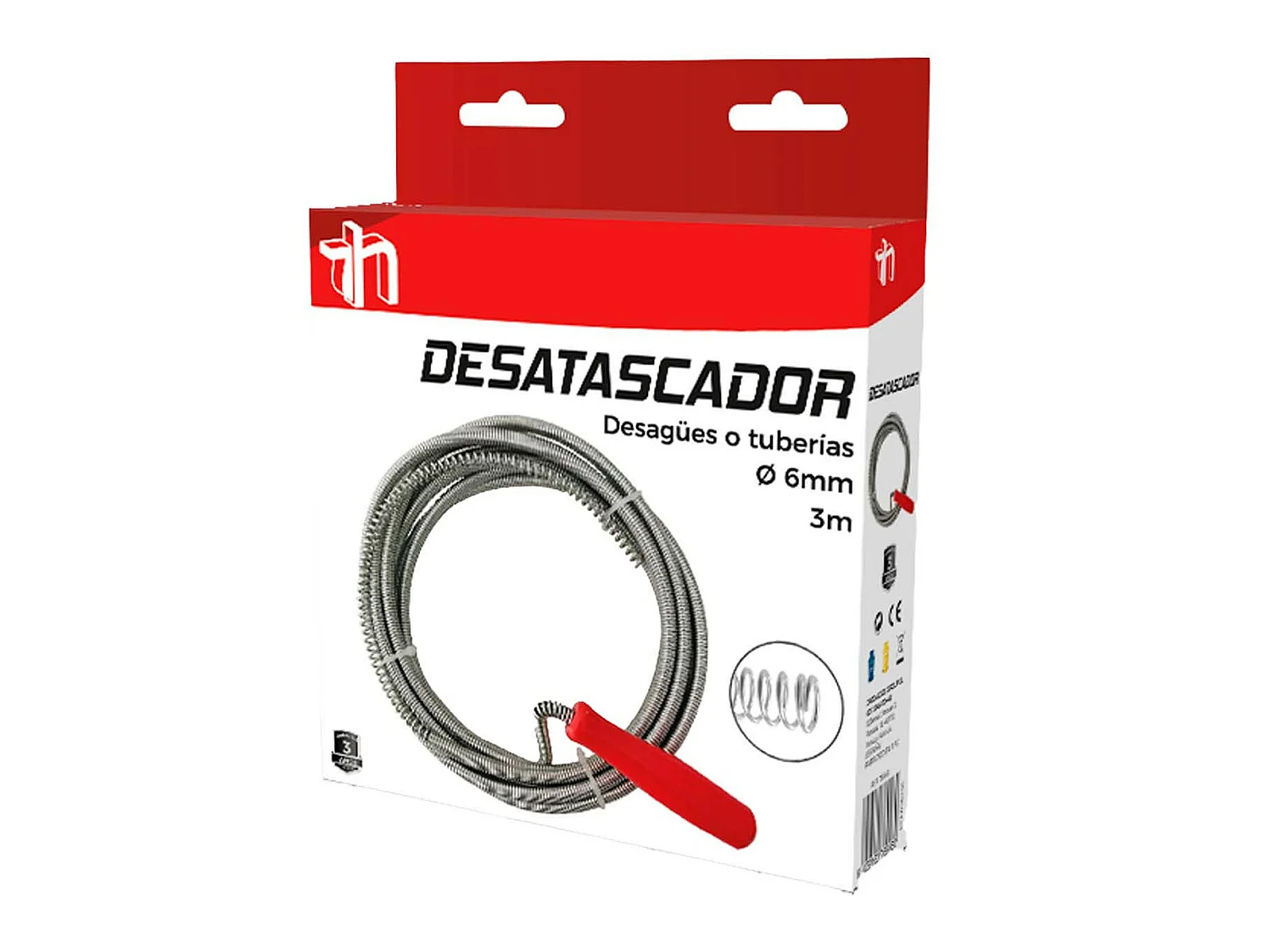 Sbloccatore di tubi a spirale 3m Grigio/Rosso 7house