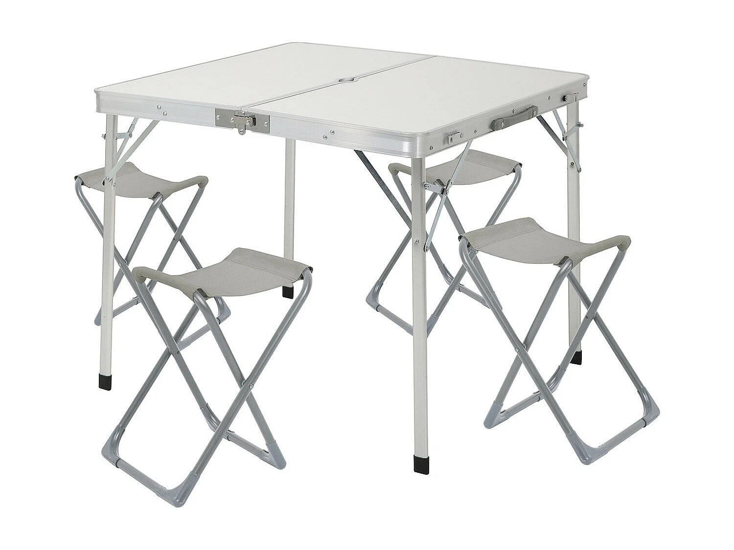 Ensemble de jardin pliant Table de jardin rectangulaire et 4 chaises de camping blanc/gris 7house