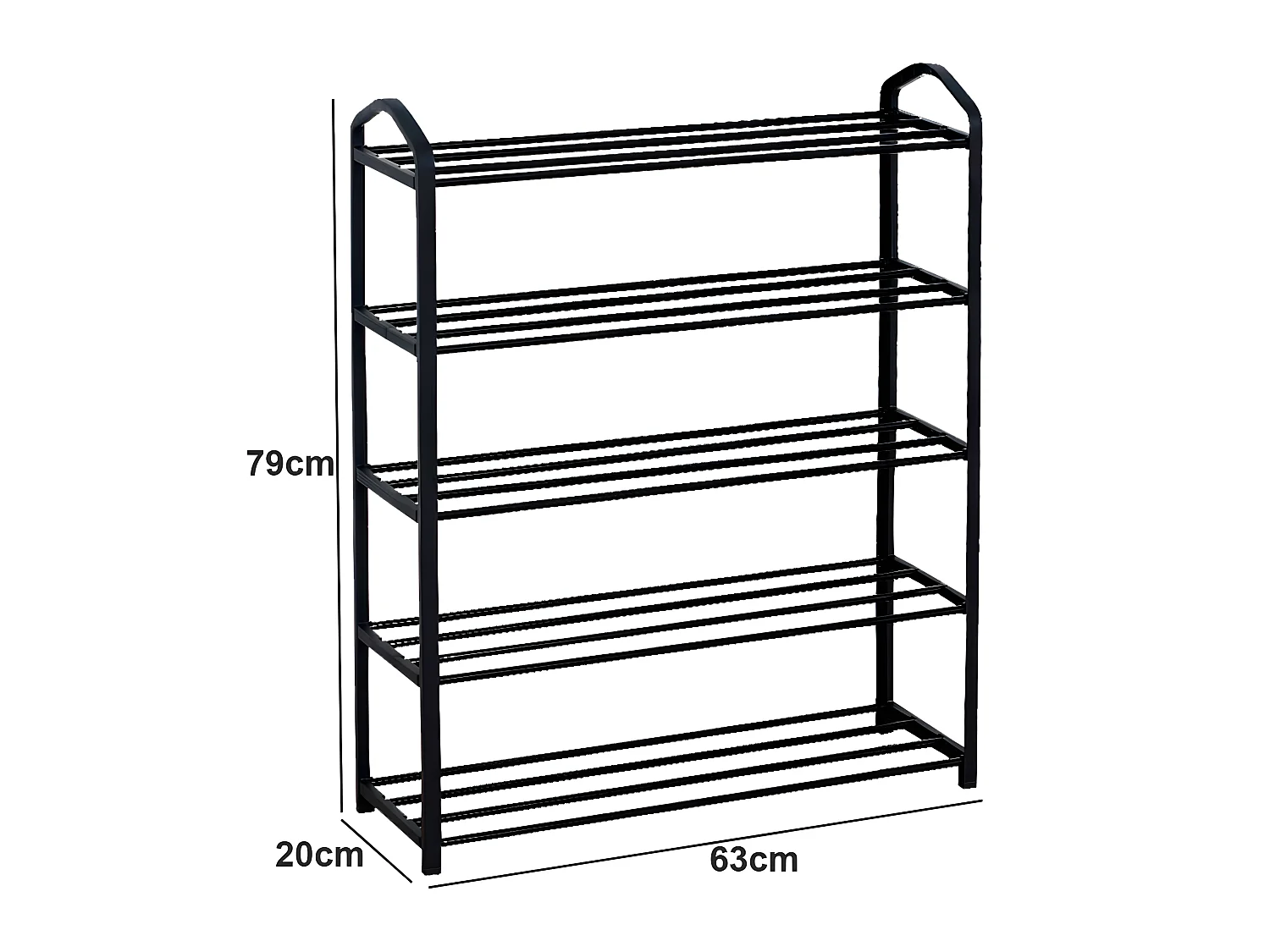 Sir Black Shoe Rack 5 étagères 63x20x79cm 7house