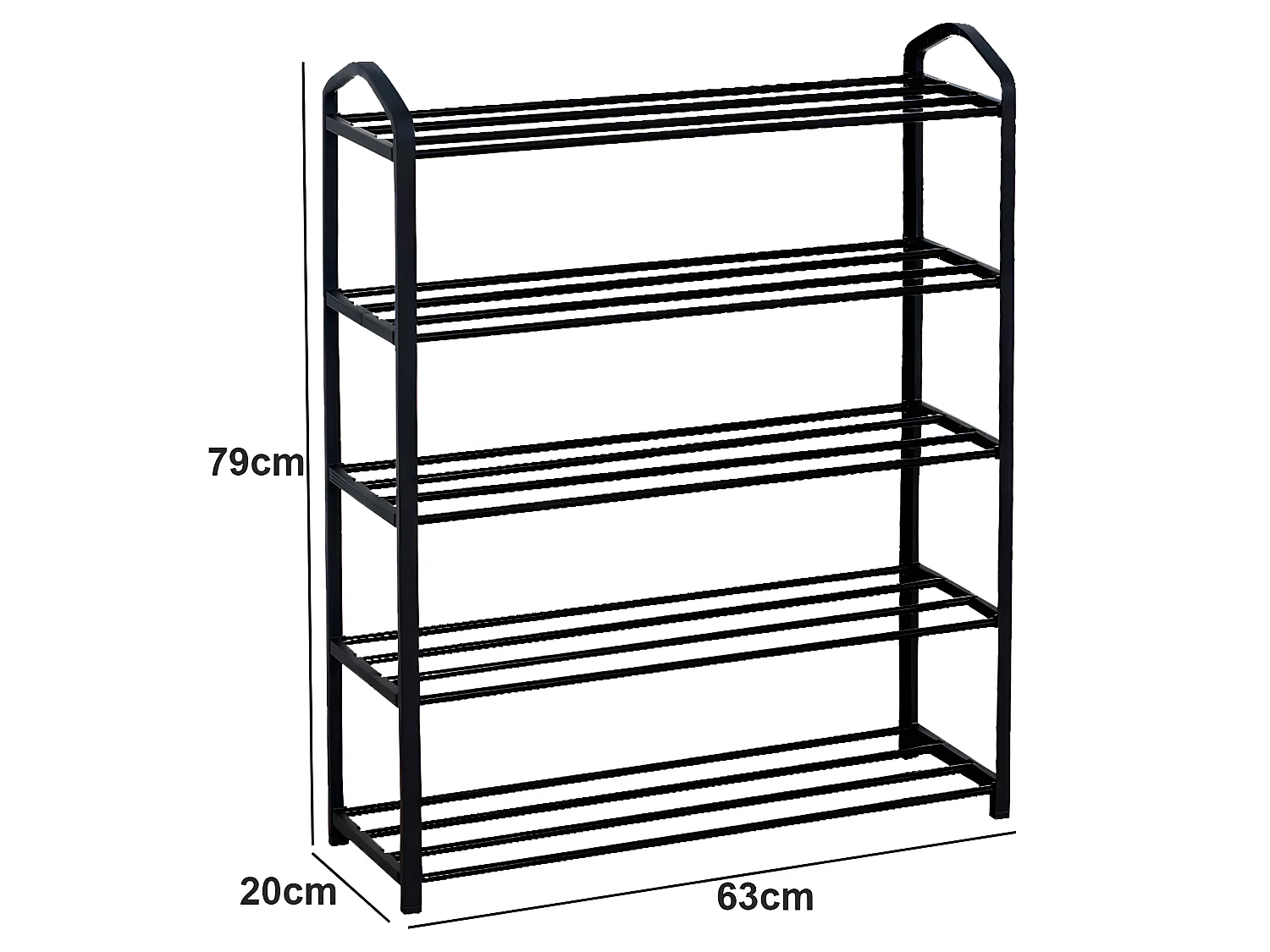 Estantería Zapatero 5 Baldas Sir Negro 63x20x79cm 7house