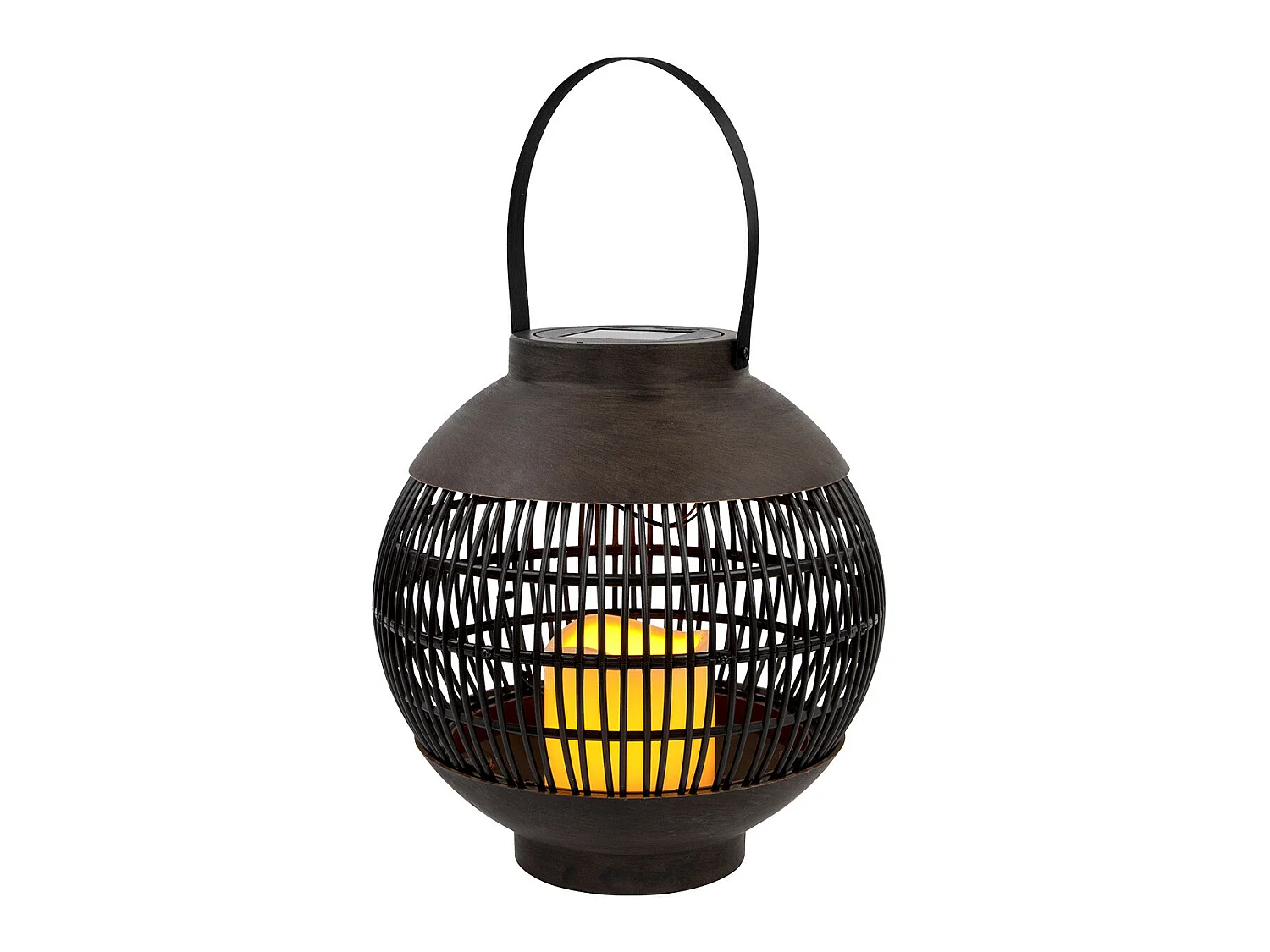 Lanterne solaire LED extérieure ronde marron 3000K 7hSevenOn Outdoor
