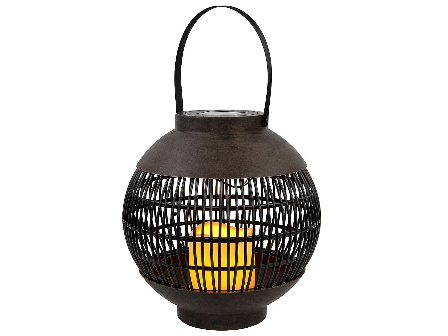 Lanterne solaire LED extérieure ronde marron 3000K 7hSevenOn Outdoor