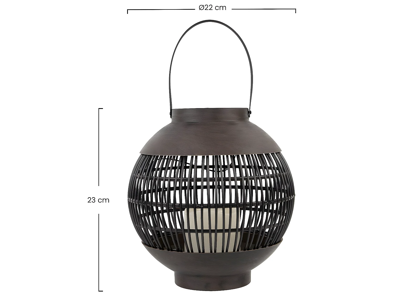 Lanterne solaire LED extérieure ronde marron 3000K 7hSevenOn Outdoor