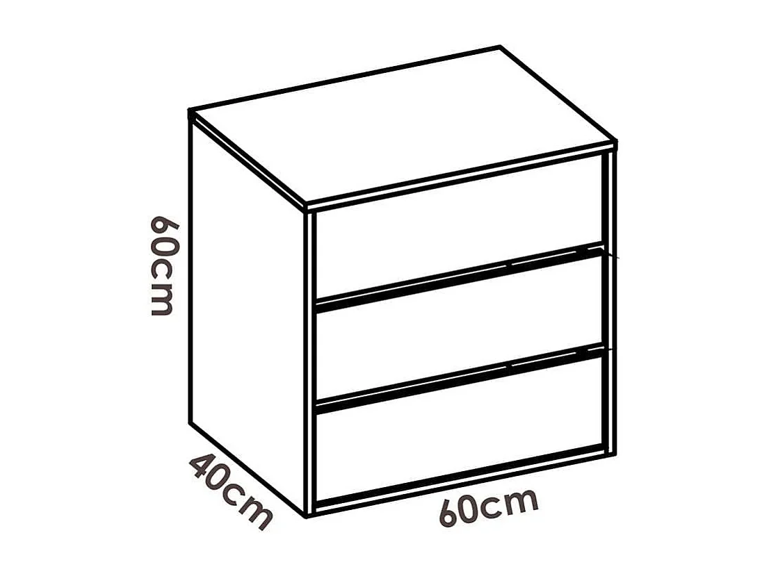 Cajonera interior Slide 3 cajones blanco 60x60x40 cm