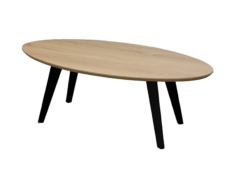 Table basse ovale massif et laqué - 120L x 60P