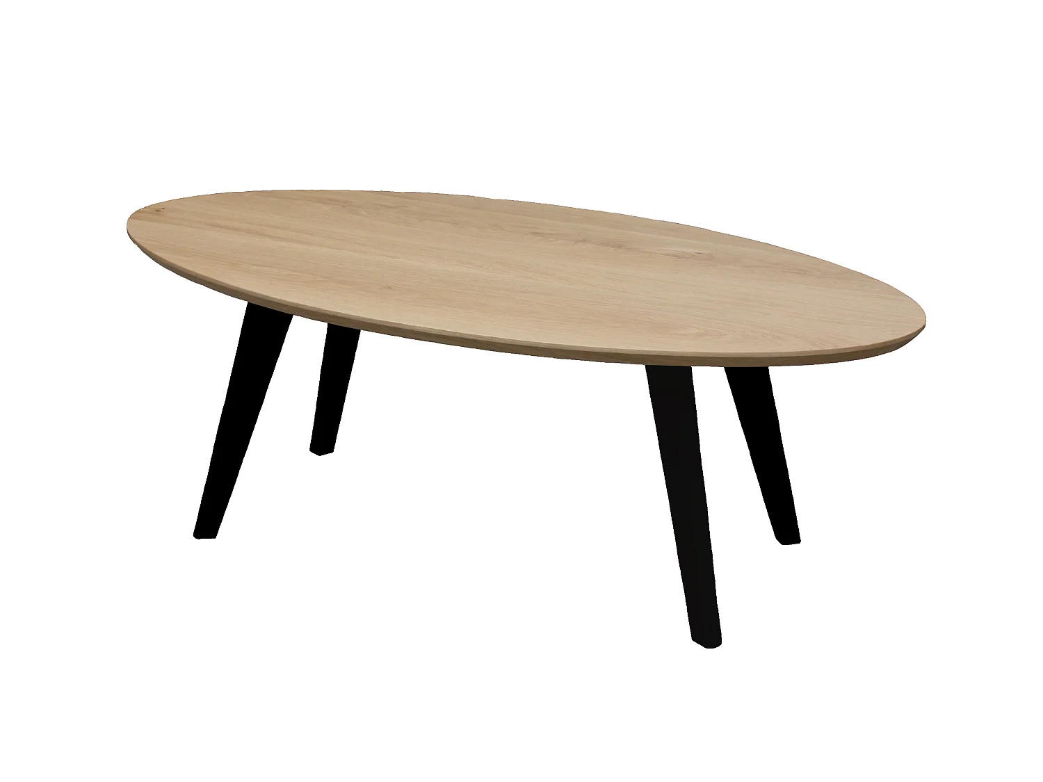 Table basse ovale massif et laqué - 120L x 60P