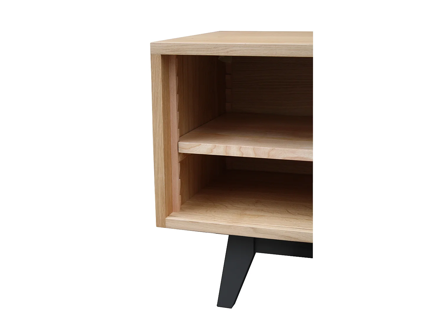 Buffet chêne blanchi massif et laqué, 2 coulissants 1 niche - 160L x 44P