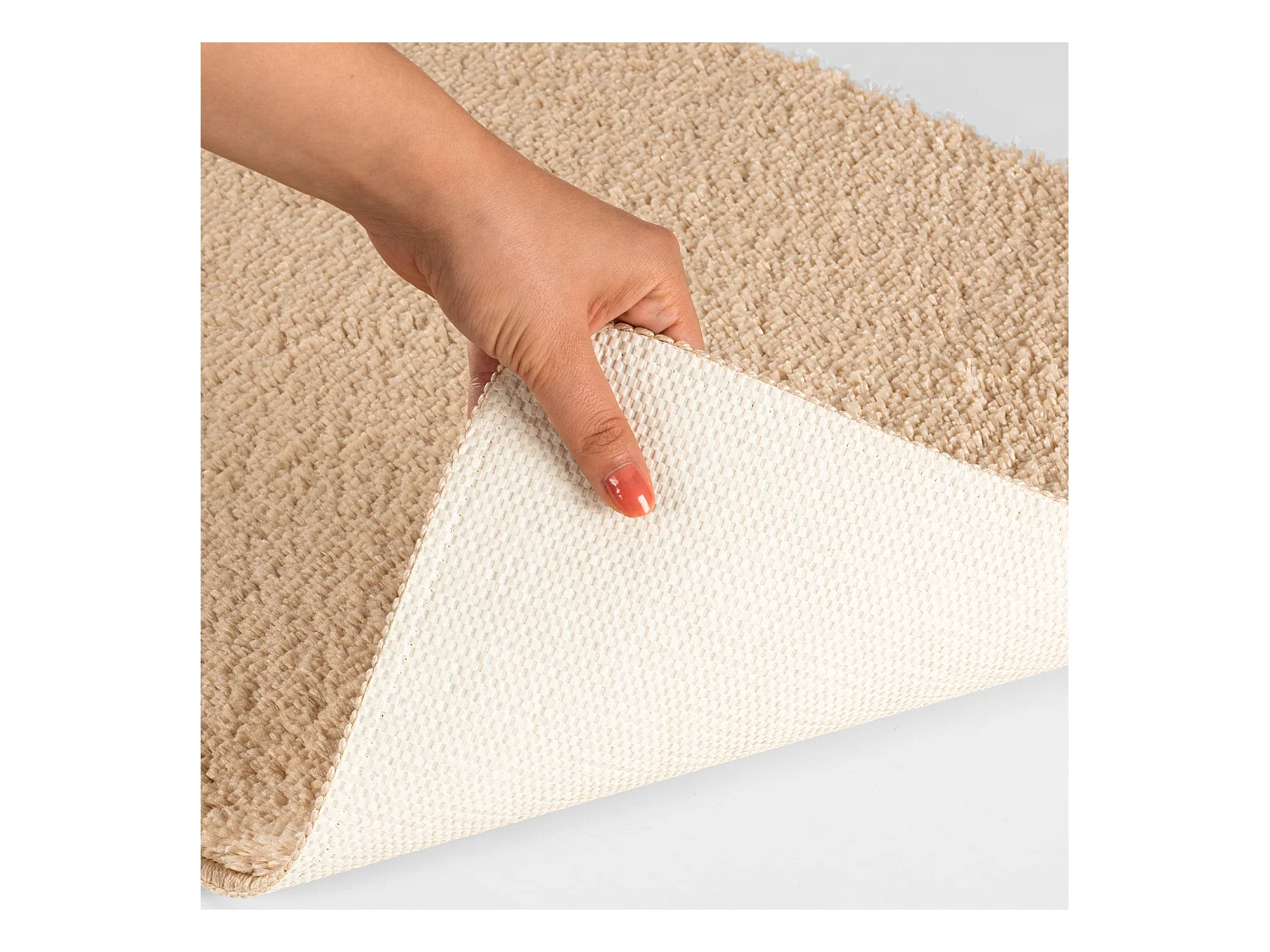 Tapis de Salle de Bain Lavable Antidérapant- Beige Clair - 80x50cm - JUNE