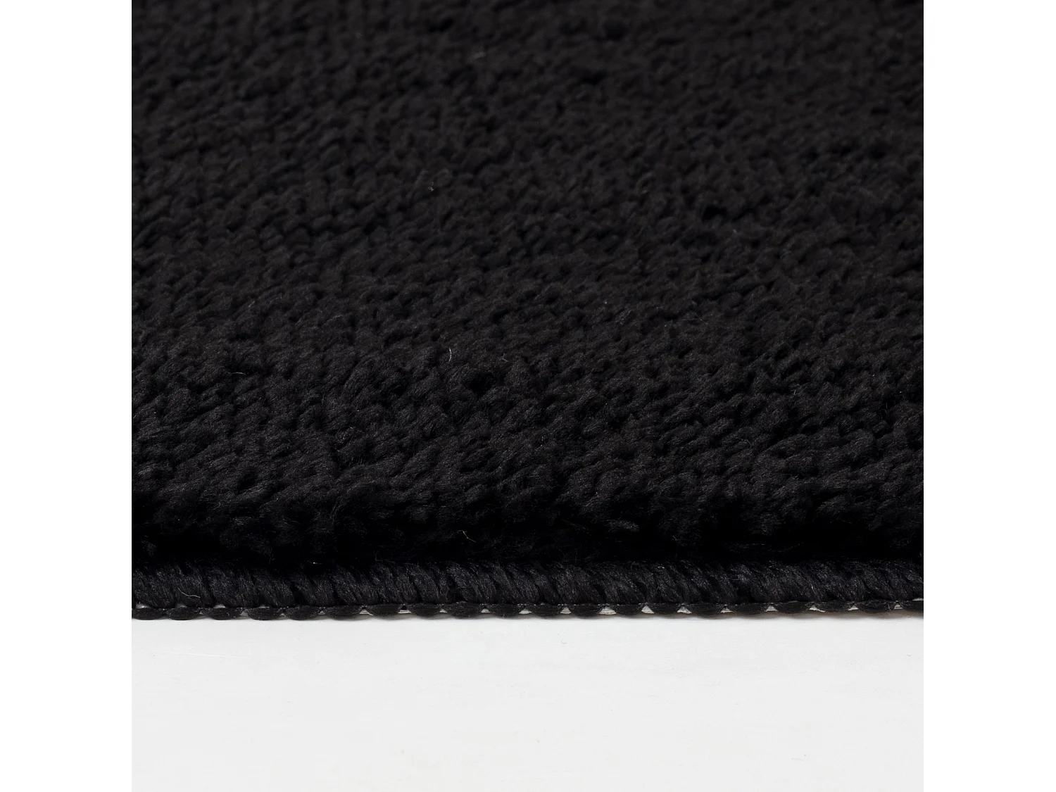 SURYA Badmat - Badkamer, Douchemat, Toiletmat - Machinewasbar Antislip Hoogpolig Badkleed JUNE - Zwart - 80x50cm - JUNE