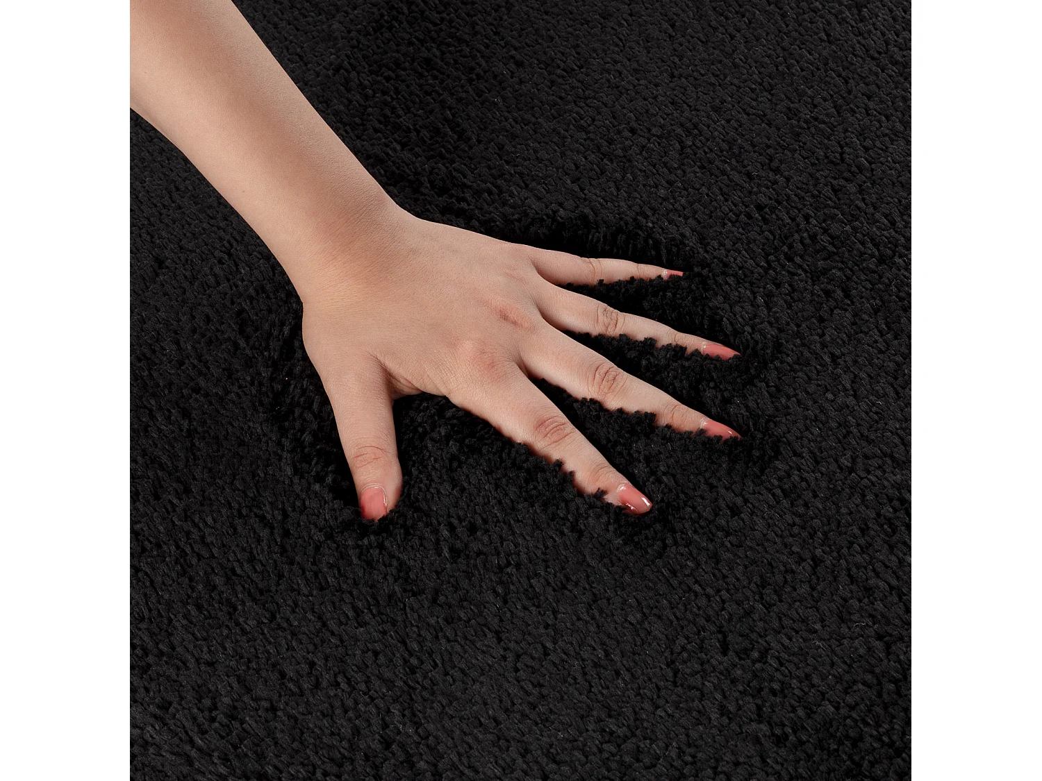 SURYA Badmat - Badkamer, Douchemat, Toiletmat - Machinewasbar Antislip Hoogpolig Badkleed JUNE - Zwart - 80x50cm - JUNE