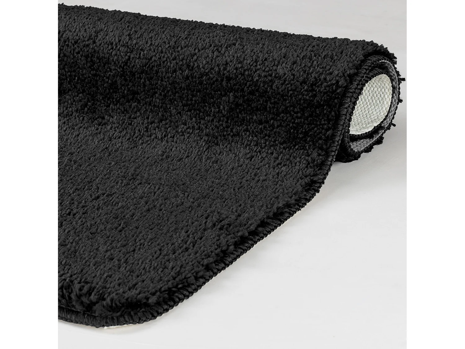 SURYA Badmat - Badkamer, Douchemat, Toiletmat - Machinewasbar Antislip Hoogpolig Badkleed JUNE - Zwart - 80x50cm - JUNE