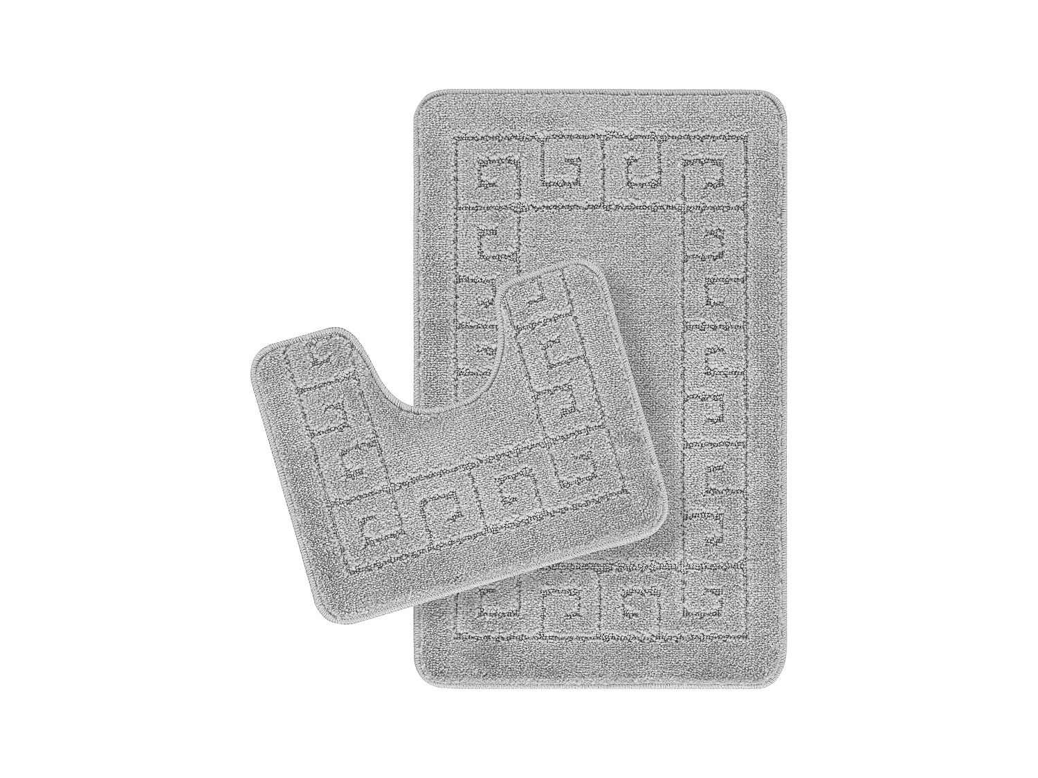 Set de 2 Tapis de Salle de Bain Lavables Antidérapants - Gris Clair - 80x50/40x40cm - POPPY