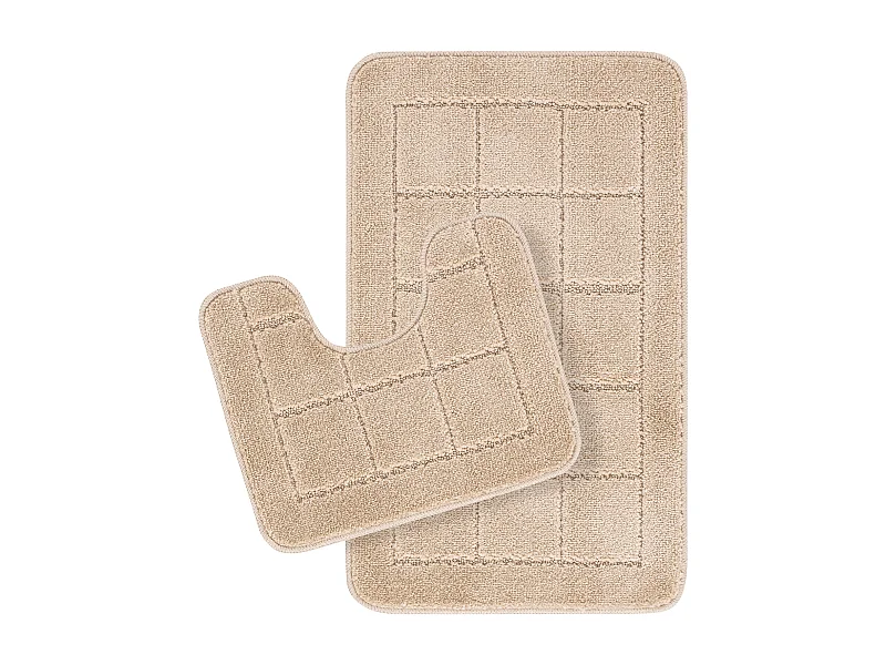 Set 2 alfombras de Baño Antideslizante Lavable - Beige - 80x50/40x40cm - NOELLE
