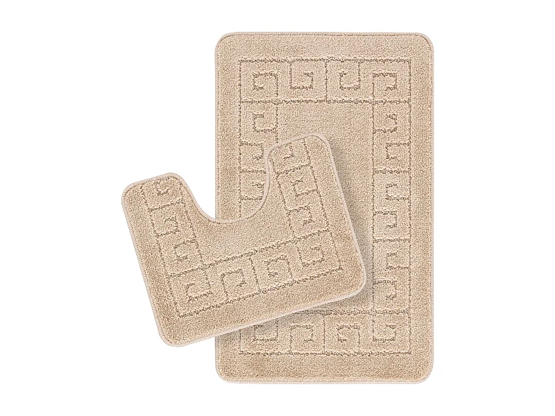 Set 2 alfombras de Baño Antideslizante Lavable - Beige - 80x50/40x40cm - POPPY