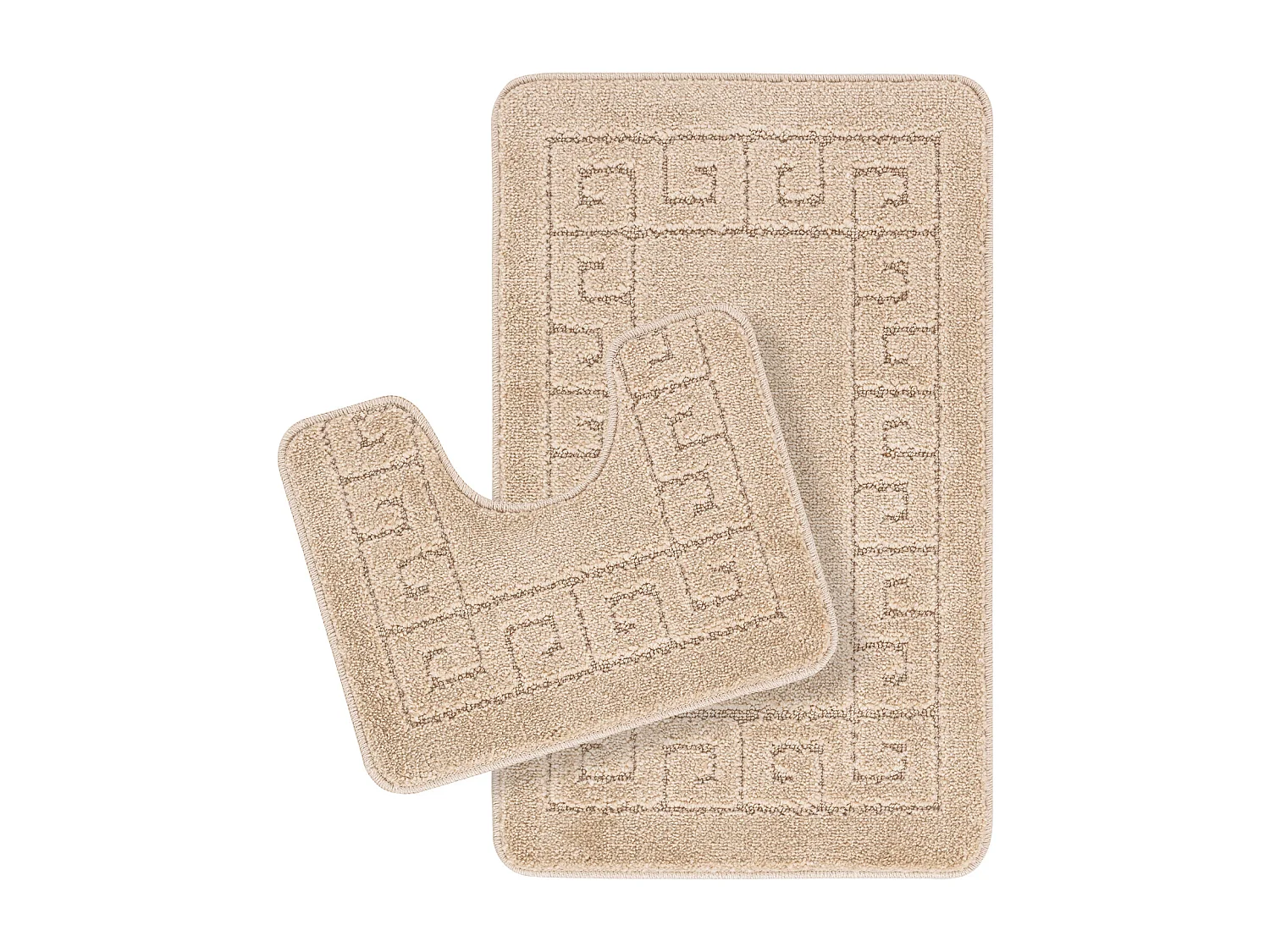 Set 2 Tappeto da Bagno Antiscivolo Lavabile - Beige - 80x50/40x40cm - POPPY