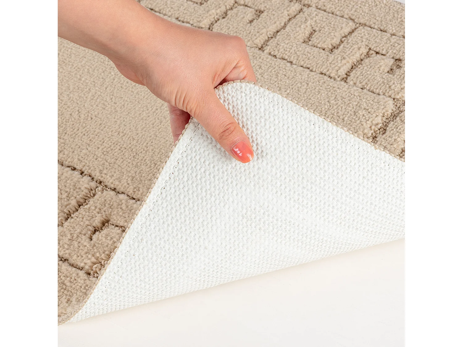 Set 2 Tappeto da Bagno Antiscivolo Lavabile - Beige - 80x50/40x40cm - POPPY