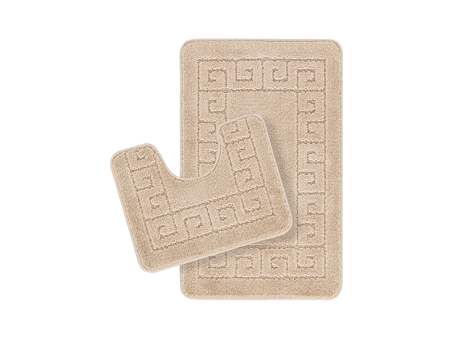 Set de 2 Tapis de Salle de Bain Lavables Antidérapants - Beige - 80x50/40x40cm - POPPY