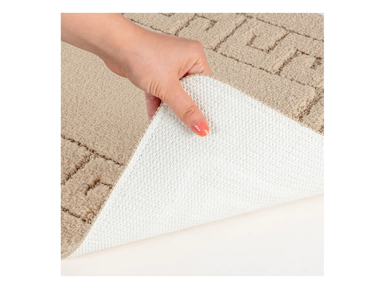 Set de 2 Tapis de Salle de Bain Lavables Antidérapants - Beige - 80x50/40x40cm - POPPY