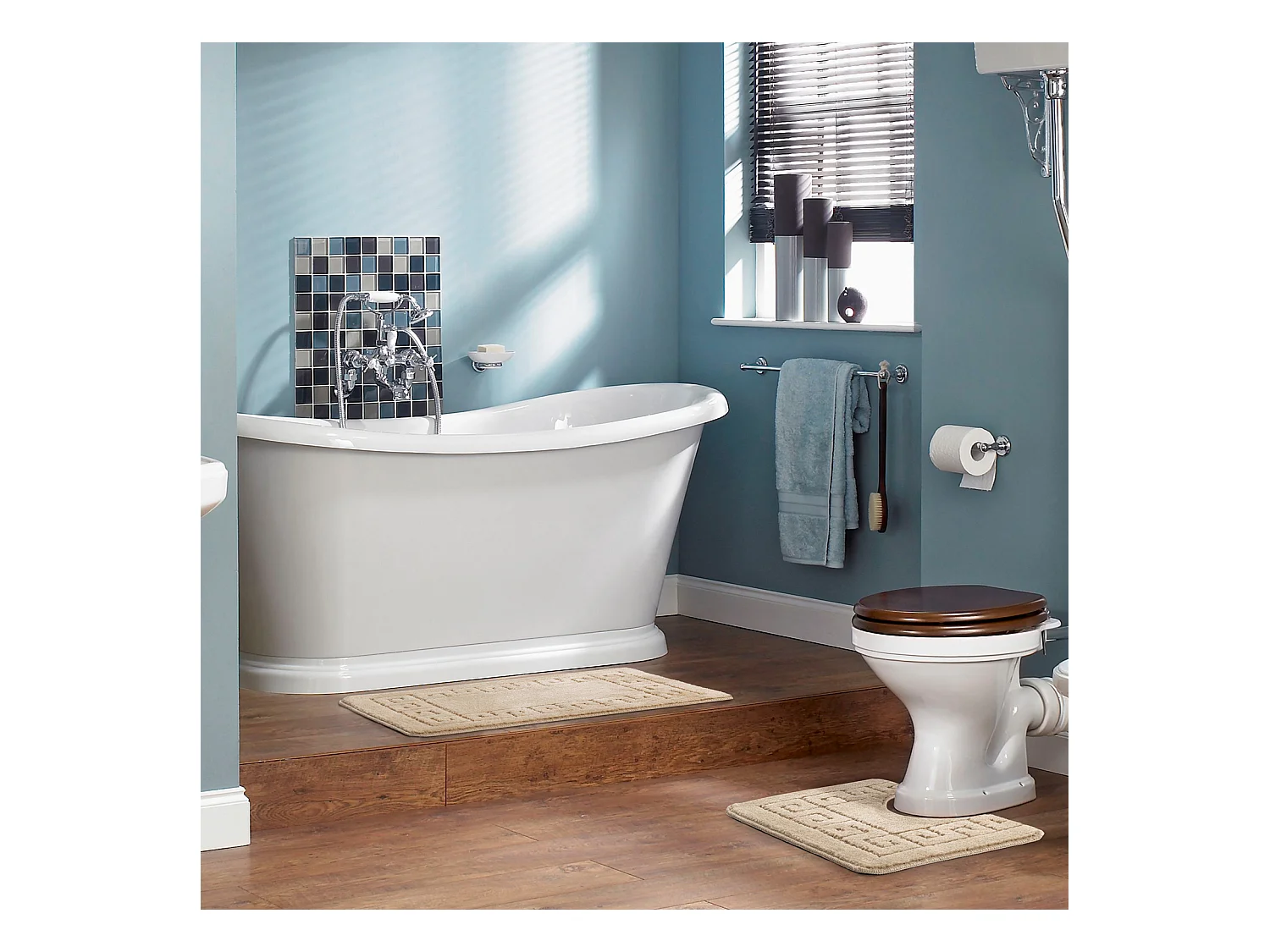 Set de 2 Tapis de Salle de Bain Lavables Antidérapants - Beige - 80x50/40x40cm - POPPY