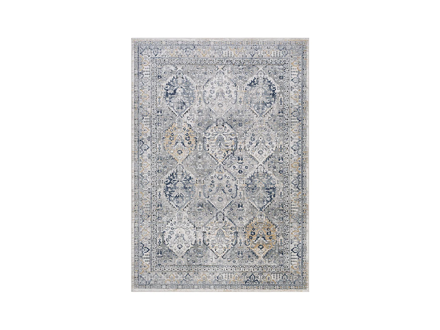 Tapis Vintage Oriental - Gris/Bleu/Brun - 160x220cm - CAMILA