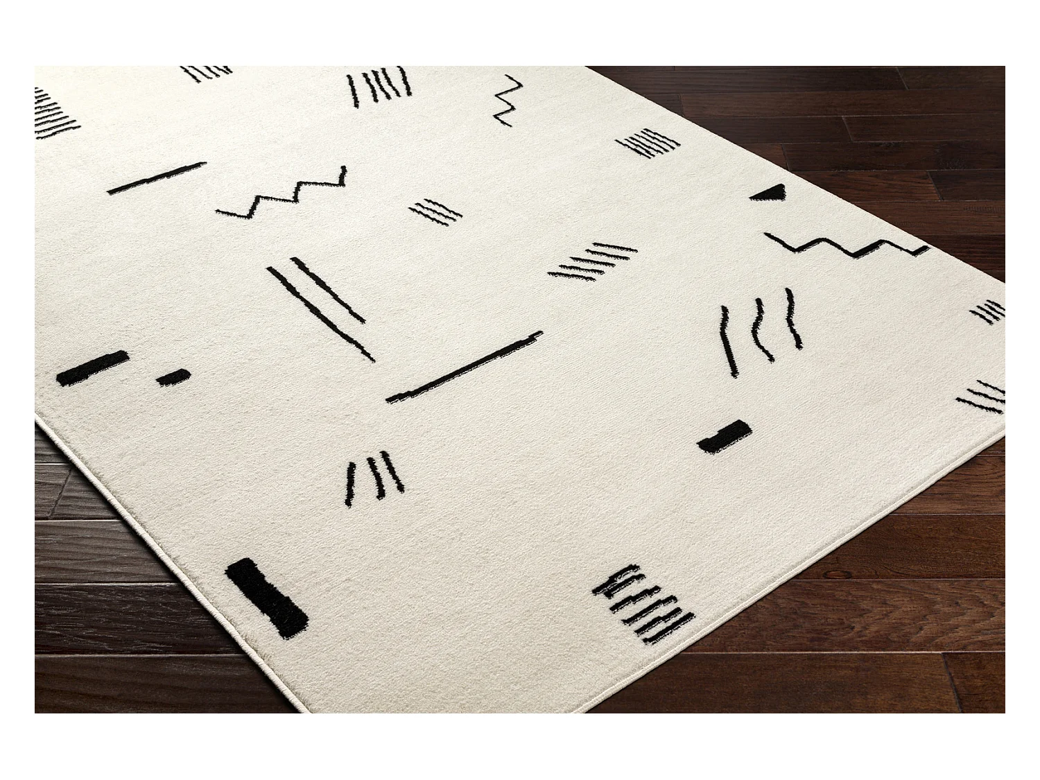 Tapis Scandinave Moderne - Blanc/Noir - 200x275cm - BIEBE