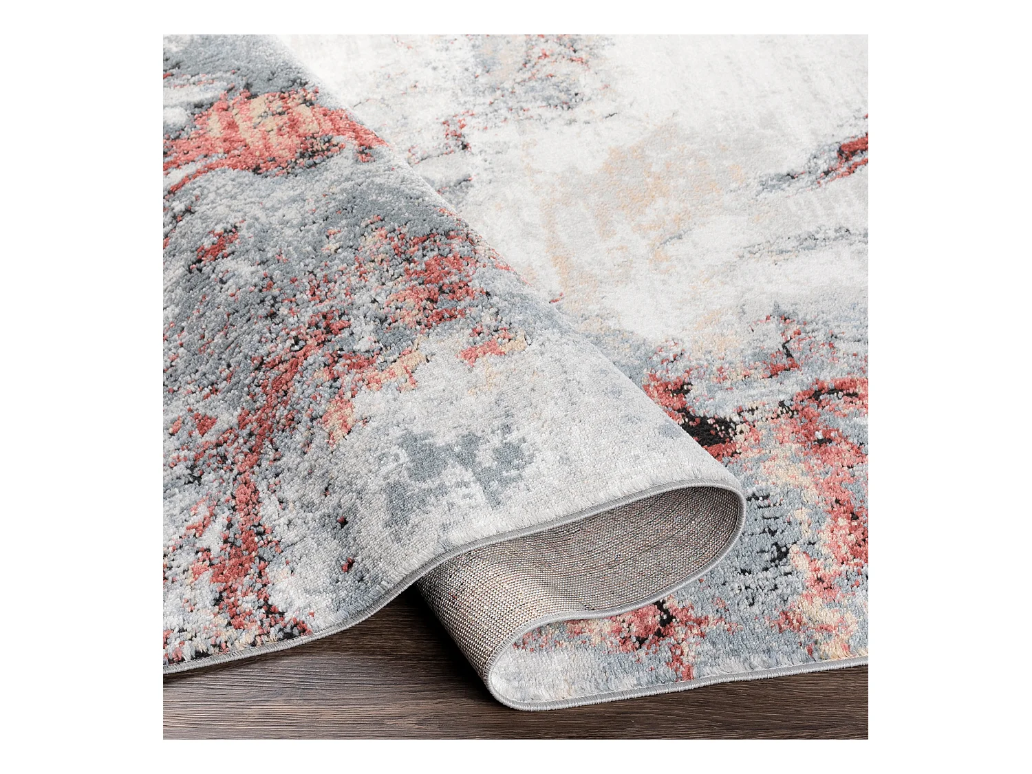 Tappeto Astratto Moderno - Grigio/Rosso - 200x275cm - EMMA