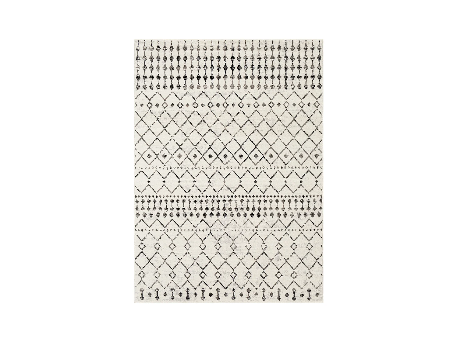 Tapis Berbère Ethnique - Blanc/Noir - 130x170cm - LEONOR