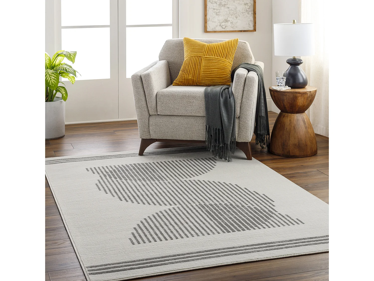 Modern Scandinavisch Tapijt - Wit/Grijs - 152x213cm - REILY