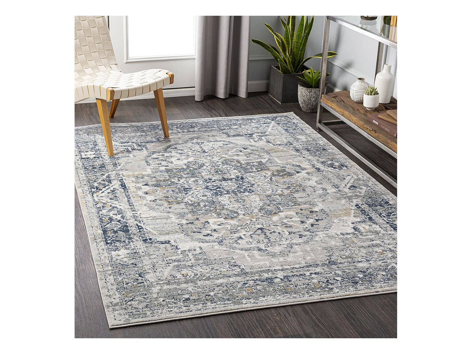 Tapis Vintage Oriental - Gris/Bleu/Beige - 160x220cm - ISABELLA