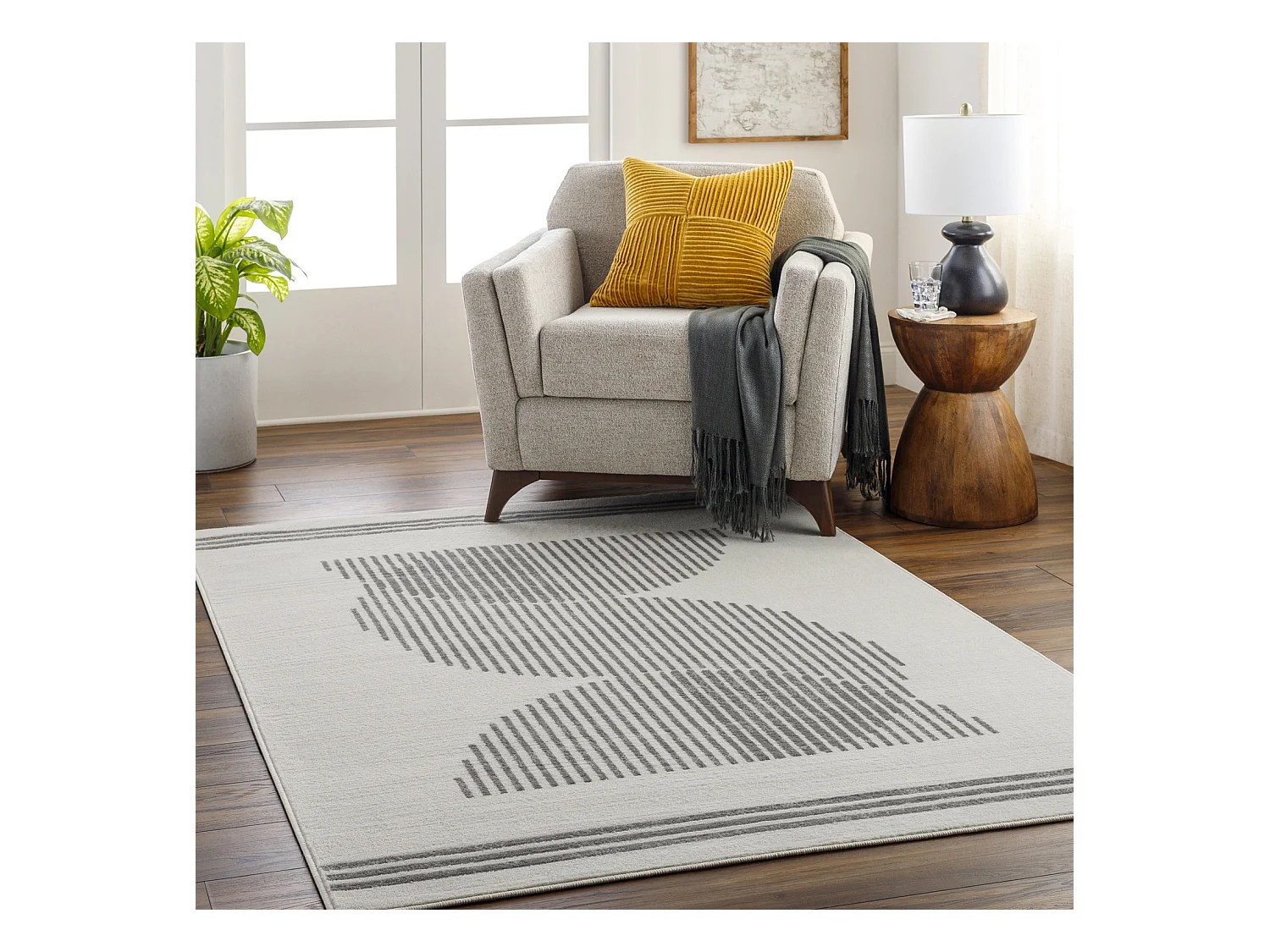 Modern Scandinavisch Tapijt - Wit/Grijs - 200x275cm - REILY