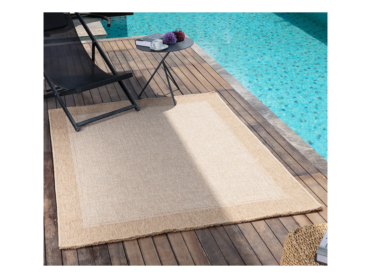In-/Outdoor-Teppich mit Jute-Look - Beige - 120x170cm - JENNY