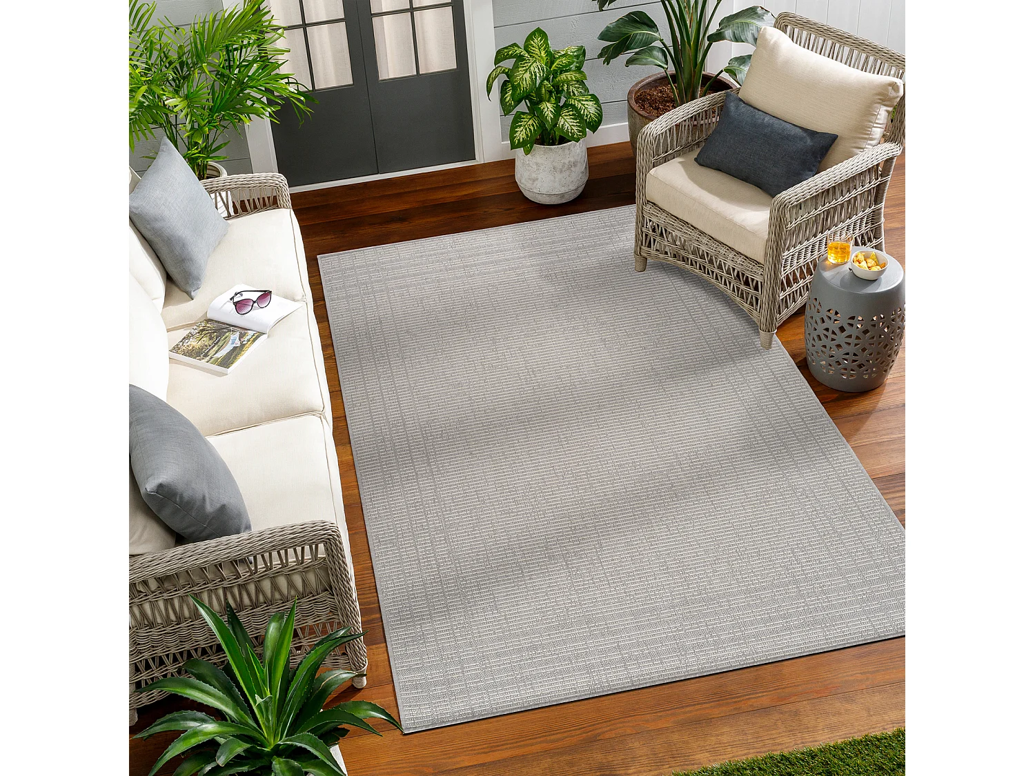 In-/Outdoor-Teppich - Grau/Elfenbein - 160x213cm - KASSIE