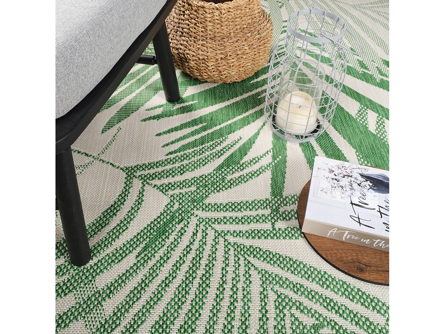 Buitenkleed - Balkon, Terras, Keuken Tapijt - Groen/Ivoor - 80x150cm - LENNIE