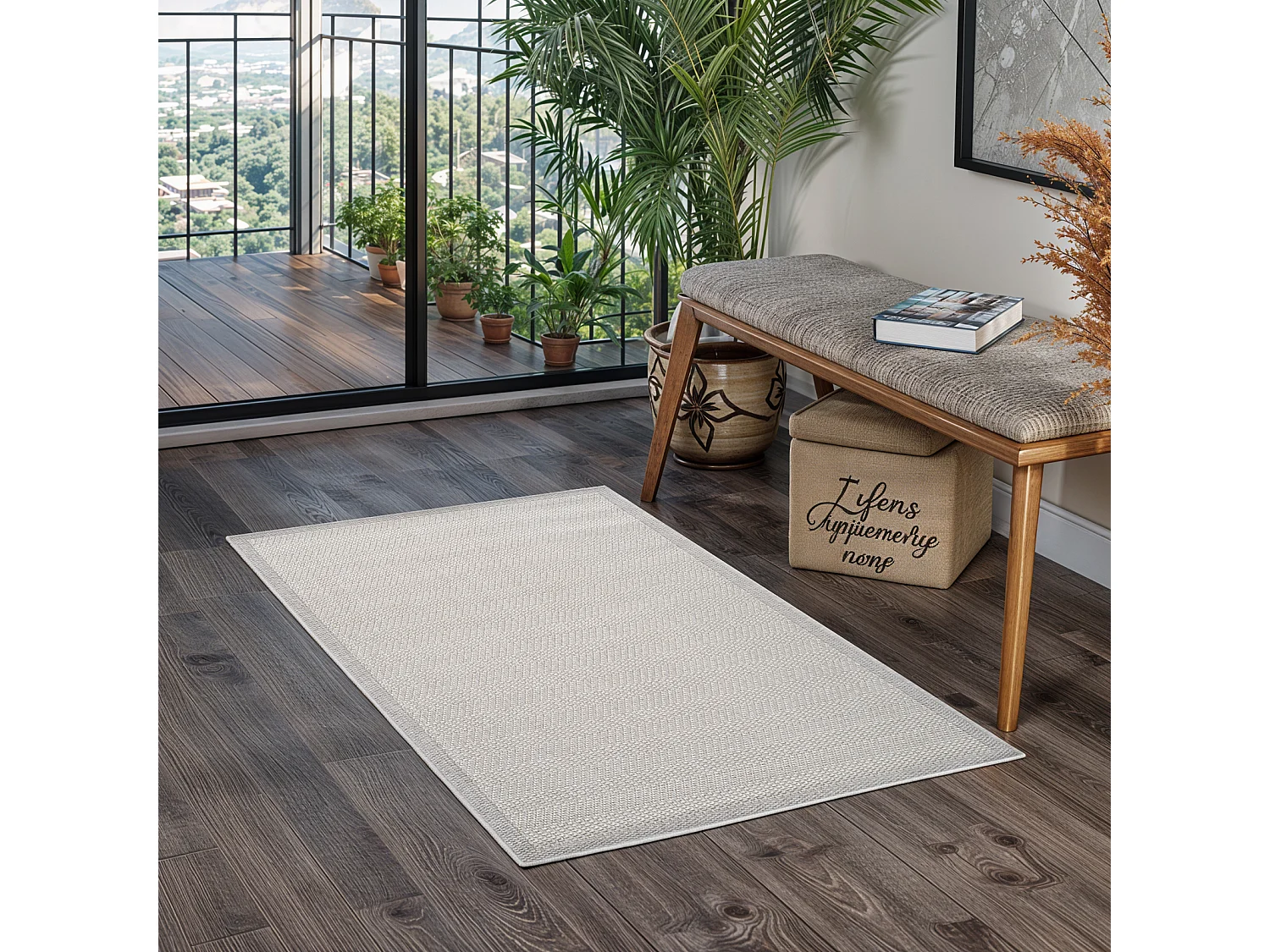 Tapis d'Extérieur/Intérieur - Gris/Ivoire - 80x150cm - KASSIE