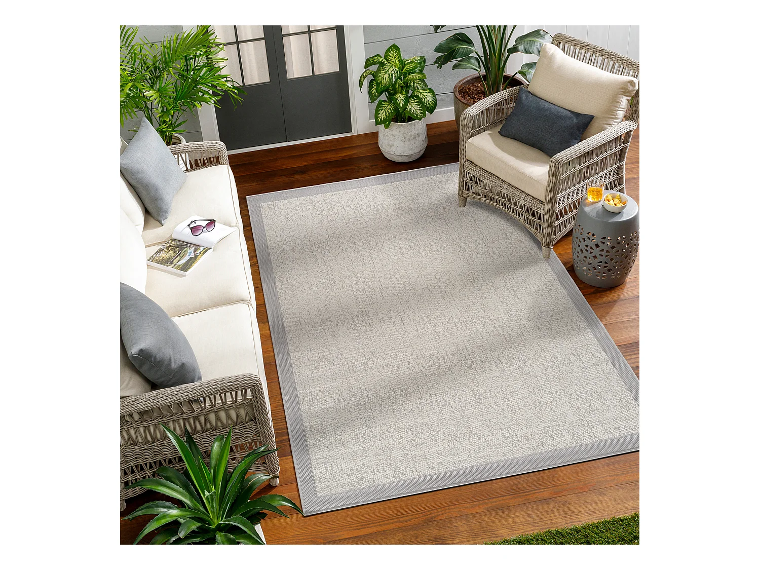 Tapis d'Extérieur/Intérieur - Ivoire/Gris - 200x275cm - JODY