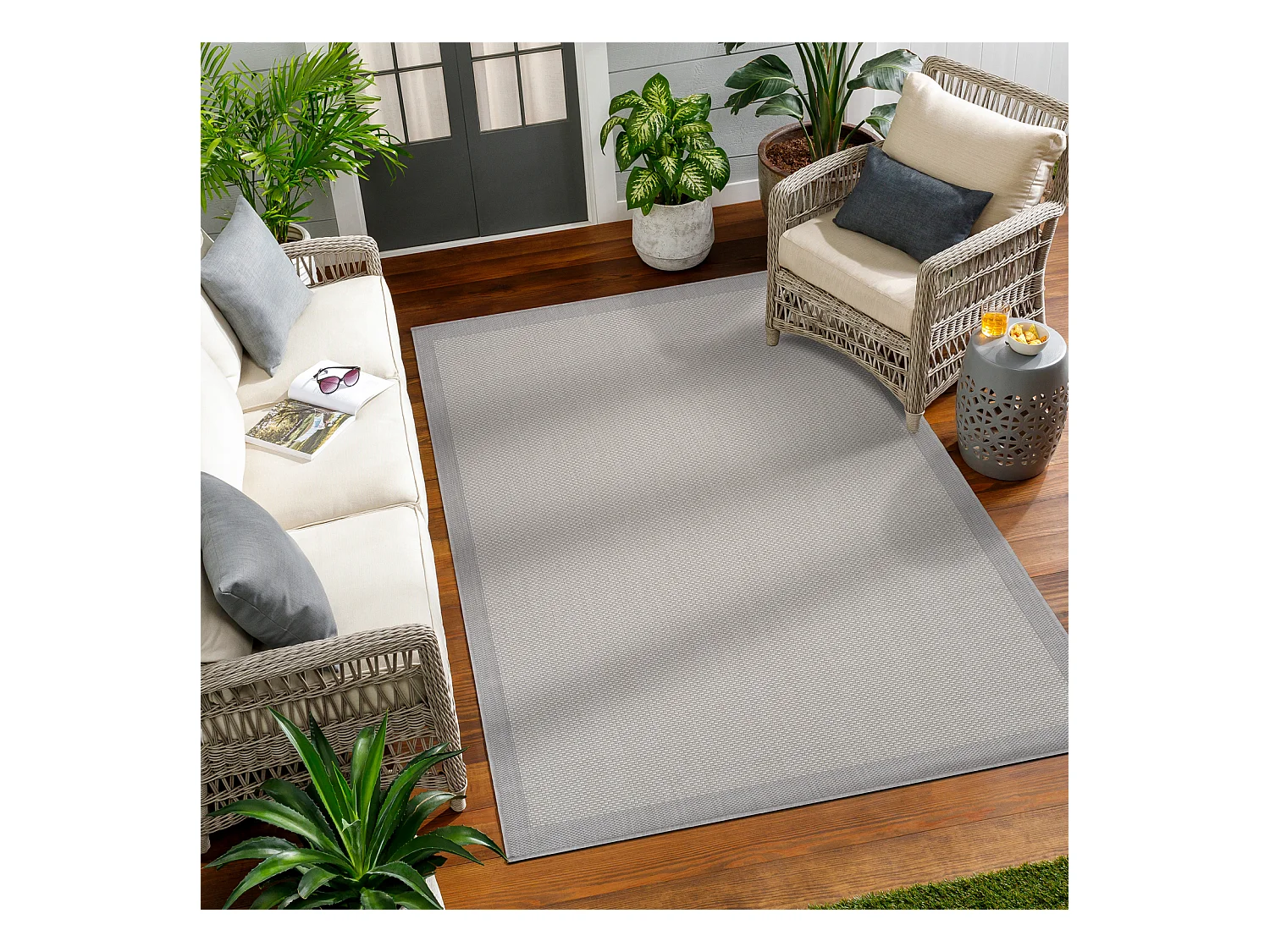 Alfombra Exterior/Interior - Gris/Marfil - 120x170cm - KACEY